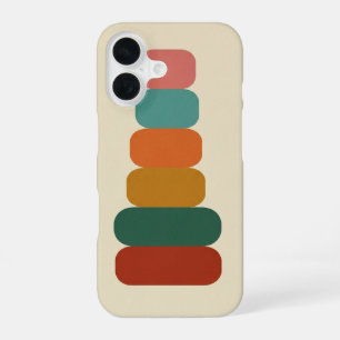 Retro übereinander gestapelte abgerundete Formen iPhone 16 Hülle
