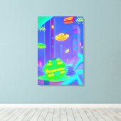 Retro überfiel Futurismus Leinwanddruck (Insitu (Holzboden))