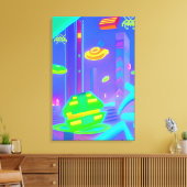 Retro überfiel Futurismus Leinwanddruck (Insitu (Wohnzimmer))