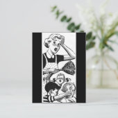 Retro überforderte Mutter Postkarte (Stehend Vorderseite)