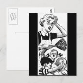 Retro überforderte Mutter Postkarte (Vorne/Hinten)