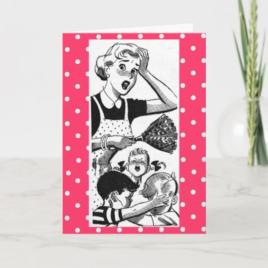 Retro Überlastete Mama Karte (Vorderseite)