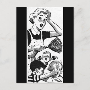 Retro Überlastete Mama Postkarte