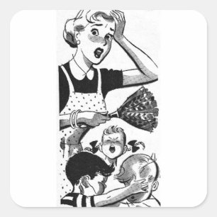 Retro Überlastete Mama Quadratischer Aufkleber