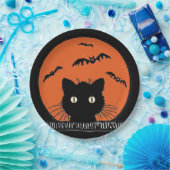 Retro überraschte schwarze Katze Halloween 9" Pappteller (Party)