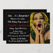 Retro Überraschung Geburtstagsparty Einladung für  (Vorne/Hinten)
