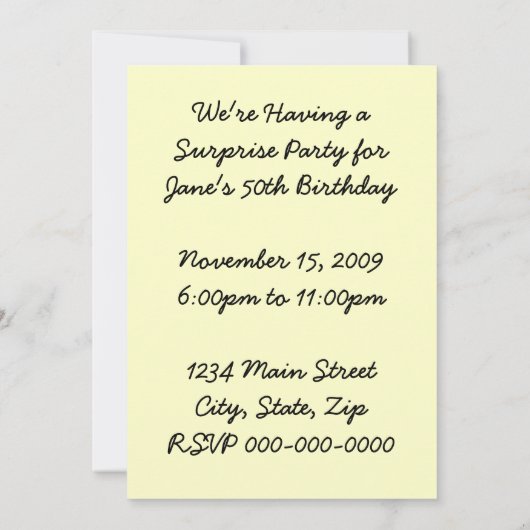 Retro-Überraschungs-Party Einladung (Rückseite)