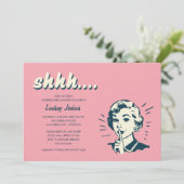 Retro Überraschungsdusche oder Party Einladungen (Stehend Vorderseite)