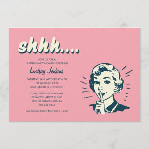 Retro Überraschungsdusche oder Party Einladungen