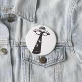 Retro UFO Abduction Graphic Alien SciFi Button