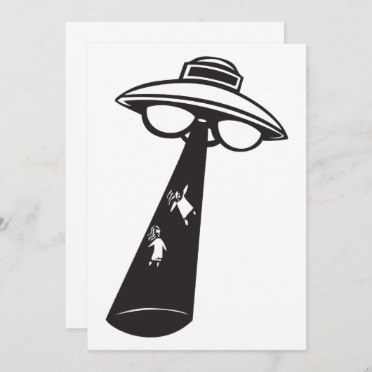 Retro UFO Abduction Graphic Alien SciFi Einladung (Vorne/Hinten)