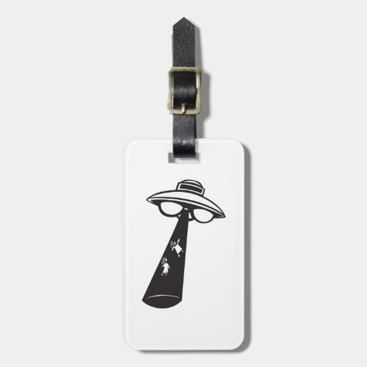 Retro UFO Abduction Graphic Alien SciFi Gepäckanhänger (Vorderseite vertikal)