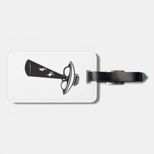 Retro UFO Abduction Graphic Alien SciFi Gepäckanhänger (Rückseite horizontal)