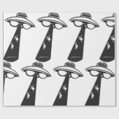 Retro UFO Abduction Graphic Alien SciFi Geschenkpapier (Flach)