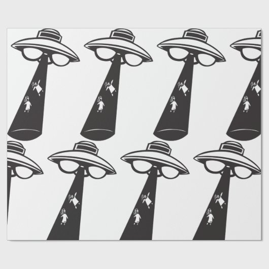 Retro UFO Abduction Graphic Alien SciFi Geschenkpapier (Flach)