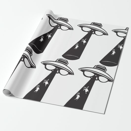 Retro UFO Abduction Graphic Alien SciFi Geschenkpapier (Ungerollt)