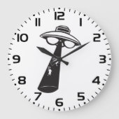 Retro UFO Abduction Graphic Alien SciFi Große Wanduhr (Vorderseite)