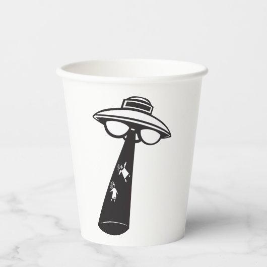 Retro UFO Abduction Graphic Alien SciFi Pappbecher (Vorderseite)