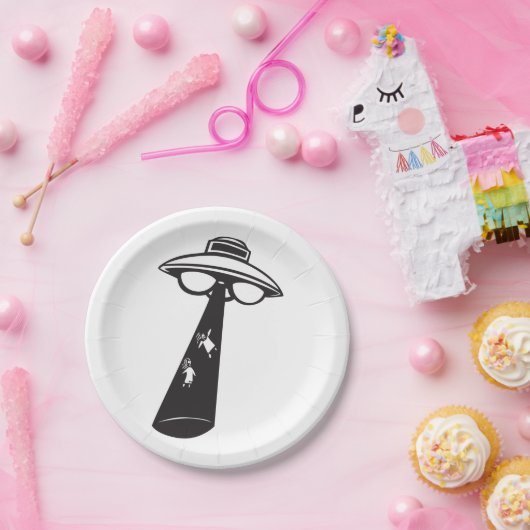 Retro UFO Abduction Graphic Alien SciFi Pappteller (Party)