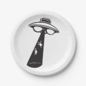 Retro UFO Abduction Graphic Alien SciFi Pappteller (Vorderseite)