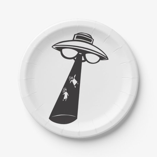 Retro UFO Abduction Graphic Alien SciFi Pappteller (Vorderseite)
