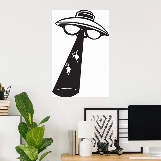 Retro UFO Abduction Graphic Alien SciFi Poster