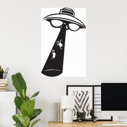 Retro UFO Abduction Graphic Alien SciFi Poster (Heimbüro)