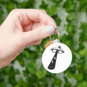 Retro UFO Abduction Graphic Alien SciFi Schlüsselanhänger