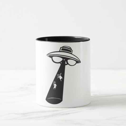 Retro UFO Abduction Graphic Alien SciFi Tasse (Zentrum)