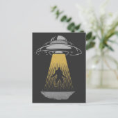 Retro UFO Alien Abduction Bigfoot Raumschiff Postkarte (Stehend Vorderseite)