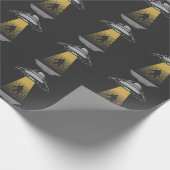 Retro UFO Alien Entführung Bigfoot Raumschiff Geschenkpapier (Ecke)