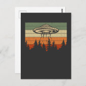 Retro UFO Alien Entführung Forest Spaceship Postkarte (Vorne/Hinten)