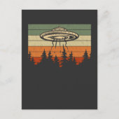 Retro UFO Alien Entführung Forest Spaceship Postkarte (Vorderseite)