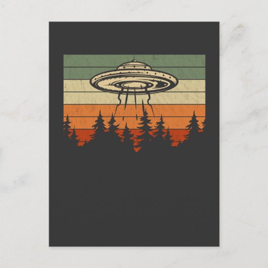 Retro UFO Alien Entführung Forest Spaceship Postkarte (Vorderseite)