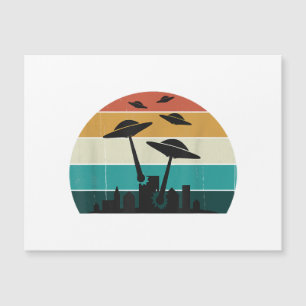 Retro UFO-Angriff Sonnenuntergang - Coole Vintage- Magnetkarte