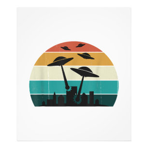 Retro UFO Attack Sunset - Cooler Vintager Flying S Fotodruck