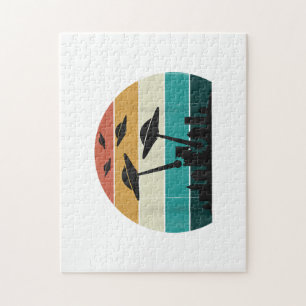 Retro UFO Attack Sunset - Cooler Vintager Flying S Puzzle