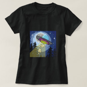 Retro-UFO-Katzen-Entführungs-T-Shirt Lustige Pix T-Shirt
