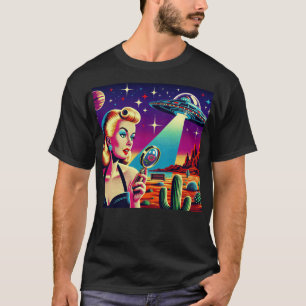 Retro-UFO-Pin-Up T-Shirt