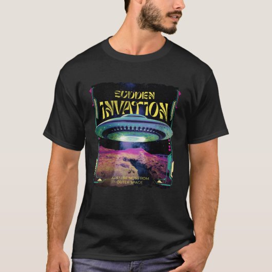 Retro UFO Space Eroberer für UFO und Alien Belie T-Shirt (Vorderseite)