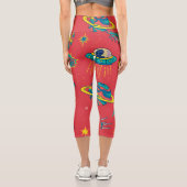 Retro UFO Space Invaders Capri Leggings (Rückseite)
