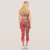 Retro UFO Space Invaders Capri Leggings (Rückseite)