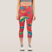 Retro UFO Space Invaders Capri Leggings (Vorderseite)