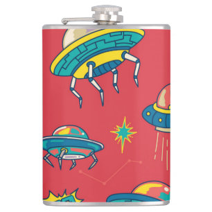 Retro UFO Space Invaders Flachmann