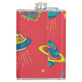 Retro UFO Space Invaders Flachmann (Rückseite)