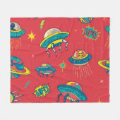 Retro UFO Space Invaders Fleecedecke (Vorderseite (Horizontal))