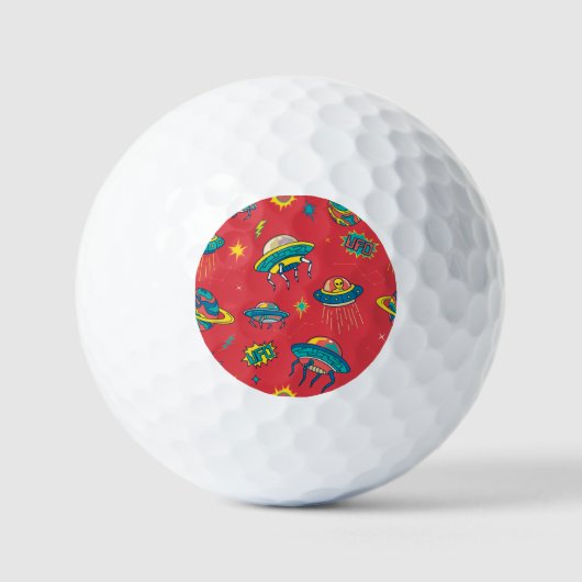 Retro UFO Space Invaders Golfball (Vorderseite)