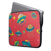 Retro UFO Space Invaders Laptopschutzhülle (Vorderseite Links)