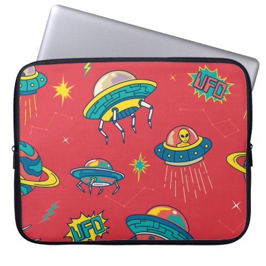 Retro UFO Space Invaders Laptopschutzhülle (Vorderseite)