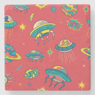 Retro UFO Space Invaders Steinuntersetzer